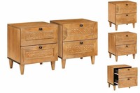 Nachttisch 2Er Set Hellbraun 40X33X46 Cm Massives Mangoholz