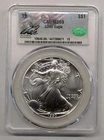 1990 American Silver Eagle. CAC Grading MS69. Ron Drzewucki Signature Label