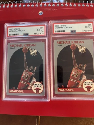 1990-91 NBA HOOPS Michael Jordan #65 Set Of 2 Cards Graded PSA 6!!