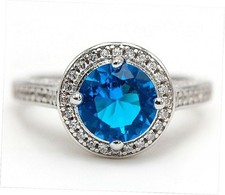 3CT Blue Topaz  Topaz 925 Sterling Silver Ring Jewelry Sz 8 NB1-1