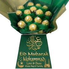 PERSONALISIERTER EID SCHOKOLADENSTRAUSS - FERRERO - GRÜN/GOLD