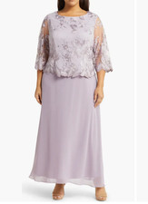 ALEX EVENINGS FLORAL EMBROIDERED OVERLAY GOWN SIZE 12