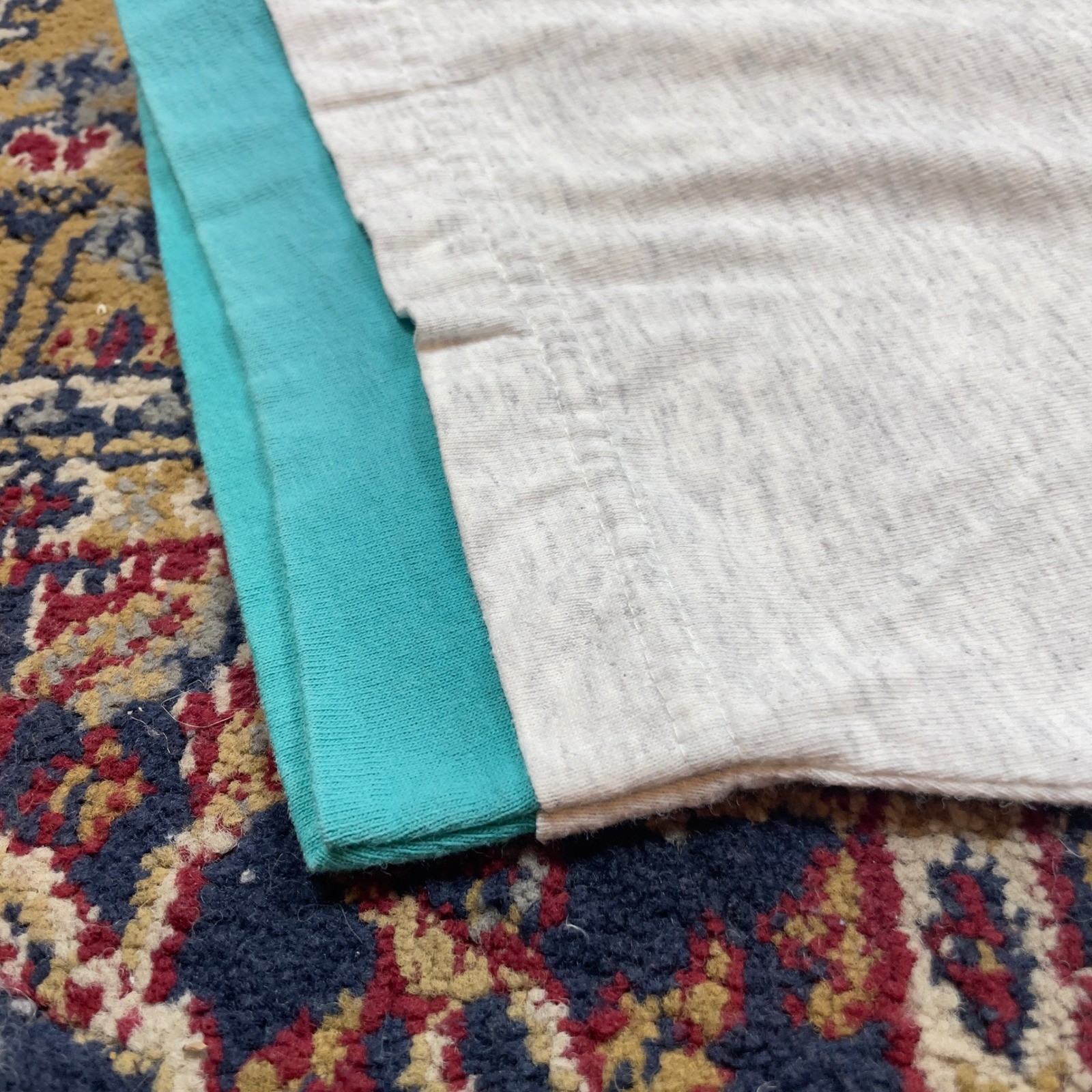 Paradise Found Sea Perch Graphic T Shirt Men's Size L Gray Turquoise Ringer Tee