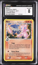 CGC 8 Mew POP Series 5 CORRECTED BACK 3/17 Cosmos Holo Pokemon Card