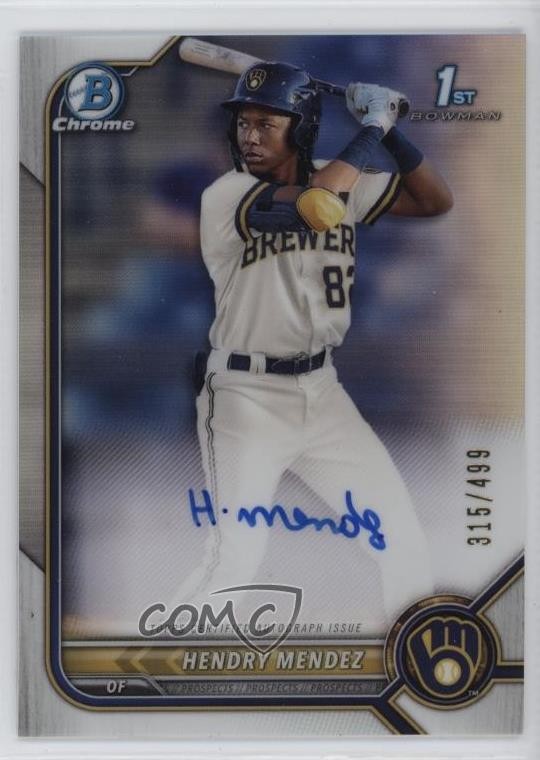2022 Bowman Chrome Prospect Refractor 315/499 Hendry Mendez #CPA-HM Auto 1o1b