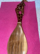 Hand Carved wooden Giraffe Themed Salad Servers