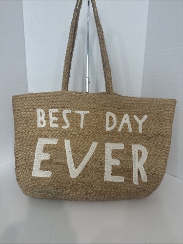 Holiday BEST DAY EVER Large Jute Tote