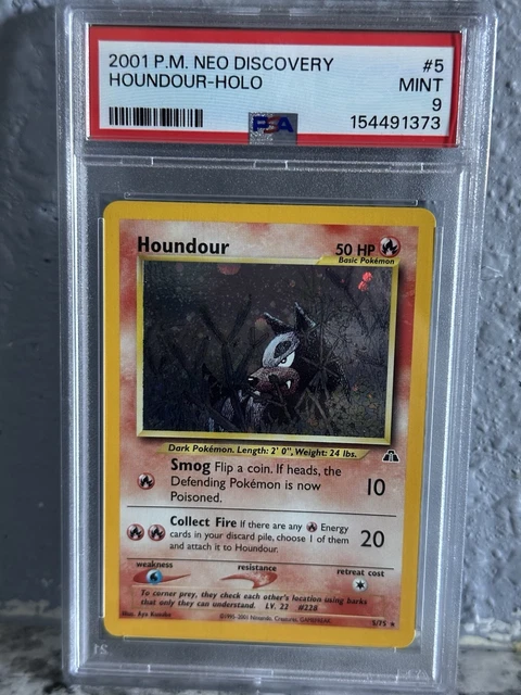 2001 Pokemon Neo Discovery Houndour 5 Holo PSA 9 Pop 219
