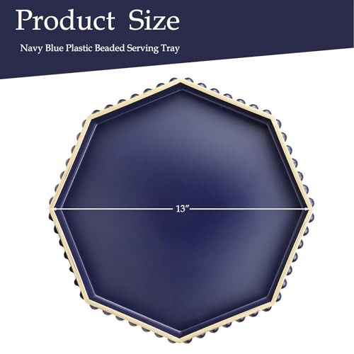 Navy Blue Octagonal Plastic Serving Tray for Coffee Table, Ottoman, Kitchen - Picture 5 of 7