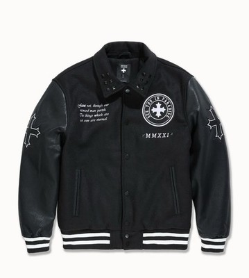 SEEYOUIN PARADISE Black Colour Varsity Jacket