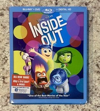 Inside Out Blu-ray, 2015 With Slip cover 3 Disc Bonus Features Perfect Cond 