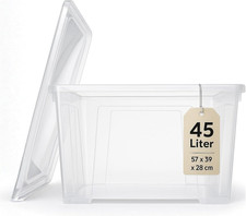 IKEA Samla Aufbewahrungsbox Mit Deckel – 45L Mit Deckel, Stapelboxen Transparent