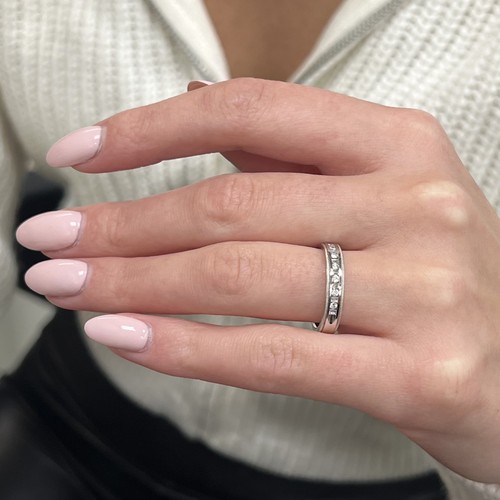 Baguette & Rundschliff Diamant Ehering Ring 14K Weißgold Größe 7 - Bild 6 von 6