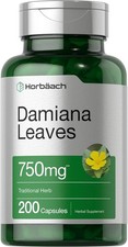 Mineral Supplements-Damiana Leaf 750mg-200 Capsules-Non-GMO,Gluten Free Suppleme