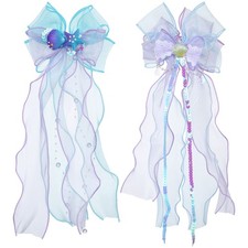 2 Pcs Sea Creature Hair Clips Mermaid Bows for Girls Styling Clamp