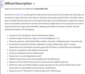 Lego Friends Heartlake Vet 3188 Sophie Mia Minifigs Horse Dog  BOX MANUALS