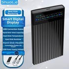 USB 32 SSD and HDD Enclosure with Real Time Digital Display for Data Usage