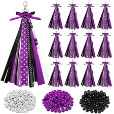 12 Pcs Cheer Keychains Cheerleader Gifts for Team Personalized Purple, Black