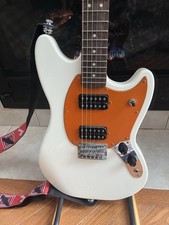 Fender Squire Sonic Mustang HH Olympic White Orange Pick guard W/ Padded Bag