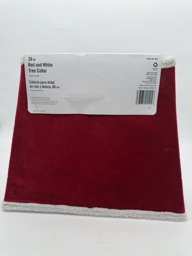 "Collar de árbol de Navidad 26"" rojo aplastado aterciopelado blanco adorno decoración Home Depot Nuevo de Lote Antiguo" - Imagen 2 de 4