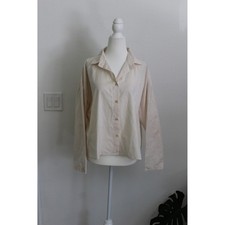 The Little Project LA Women's Cream Cotton Boxy Button Down Shirt Made in USA M