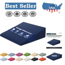 Luxury Microfiber Navy Wedge Pillow Cover - Fits 27" x 25" x 7" Pillows