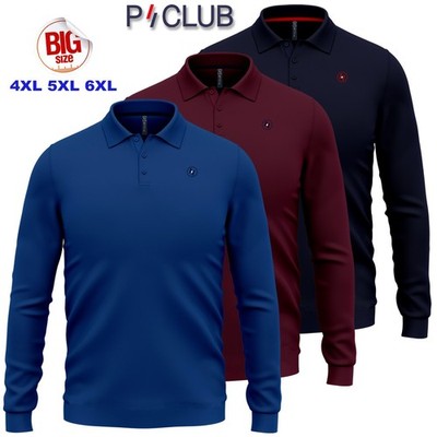 Herren Poloshirt Langarm Oversize Übergrößen 100% Warm Baumwolle PCLUB 4XL 5XL 6XL