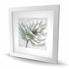 Begin Home Decor C1FM1616FQV705 16 x 16 in. White Chrysanthemum - Framed Matt...