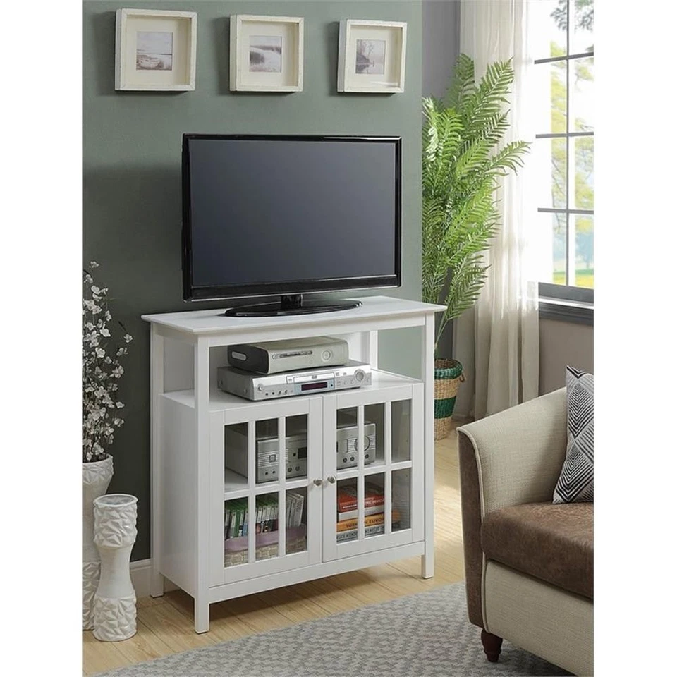 Soporte de TV Convenience Concepts Big Sur Highboy en acabado de madera blanca Foto 2 de 4