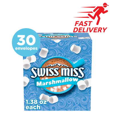 Swiss Miss Chocolate Hot Cocoa Mix with Marshmallows, 30 Count Hot Cocoa Packets