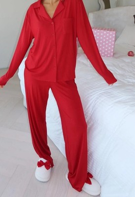 White Fox Pillow Talk Langarm-Pyjama-Set  Rot 36