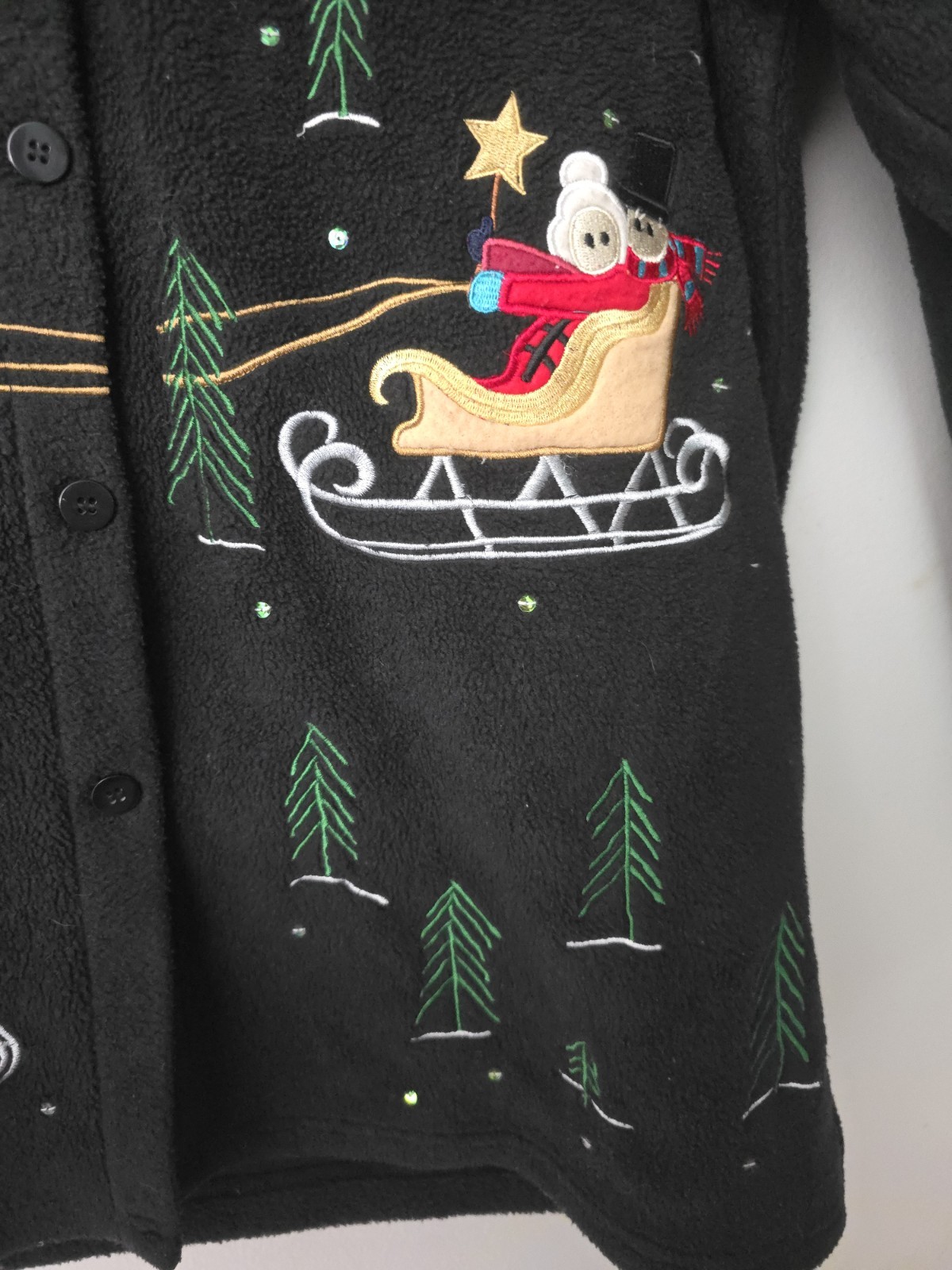 Vtg. The Quacker Factory Womens Snowman Christmas Reindeer Sweater Sz L Cardigan