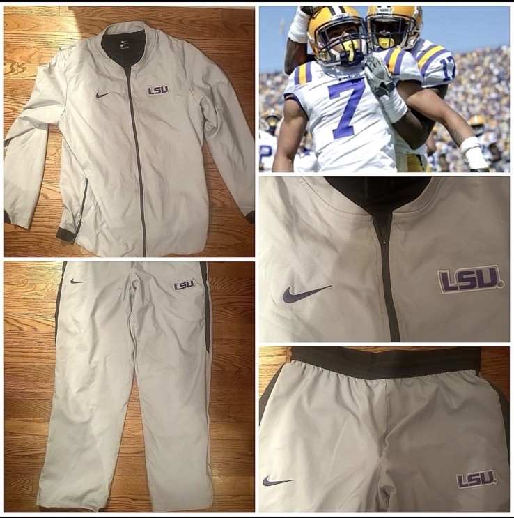LSU Tigers Team Issued Football Travel Jacket Pants Set L Large