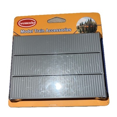 Evemodel Train Accessories 3 Undecorated Shipping Containers Gray Ribbed