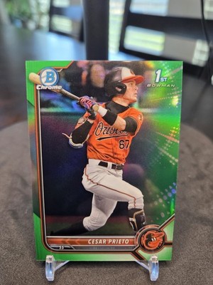 Topps 2022 Bowman Chrome 1st Bowman Prospects Cesar Prieto BCP-206 Green /99