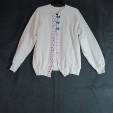 VTG Pannill Sweatshirt Womens XXL White Rainbow Polka Dot Geek 80s Made In USA