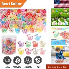 240 Pcs Glitter Mini Resin Ducks - Colorful Tiny Decorations for Gardens  Gifts