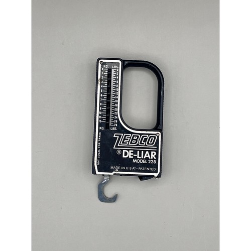 Vtg Zebco De-Liar Model 228 Fishing Scale Tape Measure 28lb 12kg Black USA