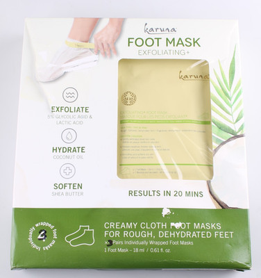 Pack of 3 Karuna Foot Mask Exfoliate Hydrate Soften New In Imperfect Box