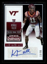 2016 PANINI CONTENDERS KENDALL FULLER 180 BOWL TICKET RC AUTOGRAPH 13/99 VA TECH