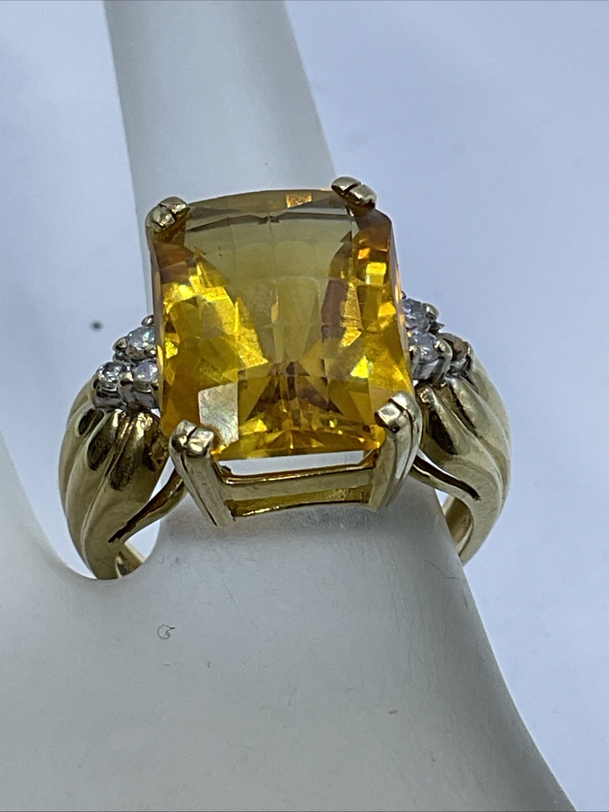 COCKTAIL Ring Solid 12K Yellow Gold Checkerboard … - image 9