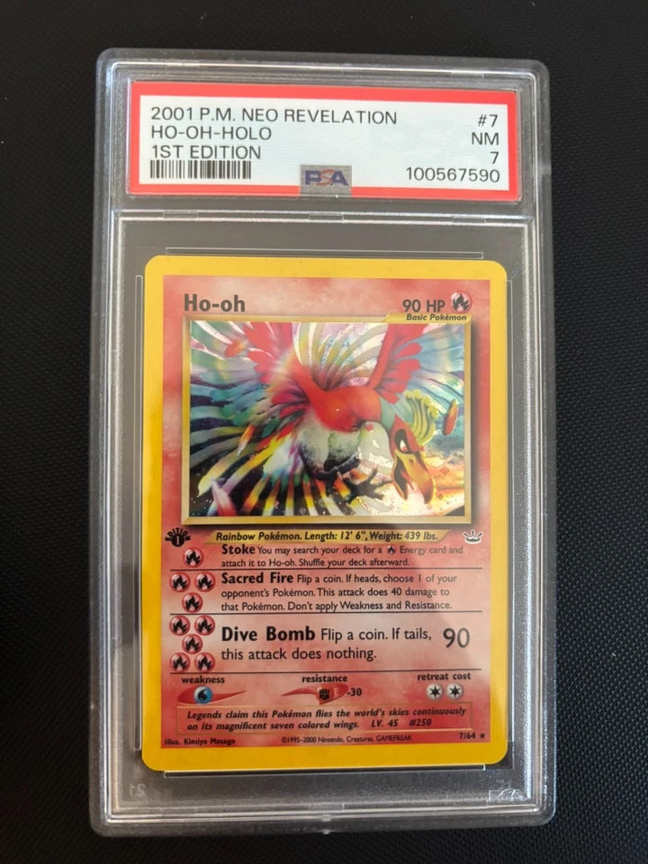 PSA 7 2001 Pokemon 1st Edition Ho-oh 7/64 Neo Revelation Holo NM💎 - Image 2 of 3