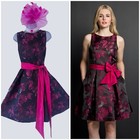 Roman black magenta floral occasion wedding above knee dress size 18