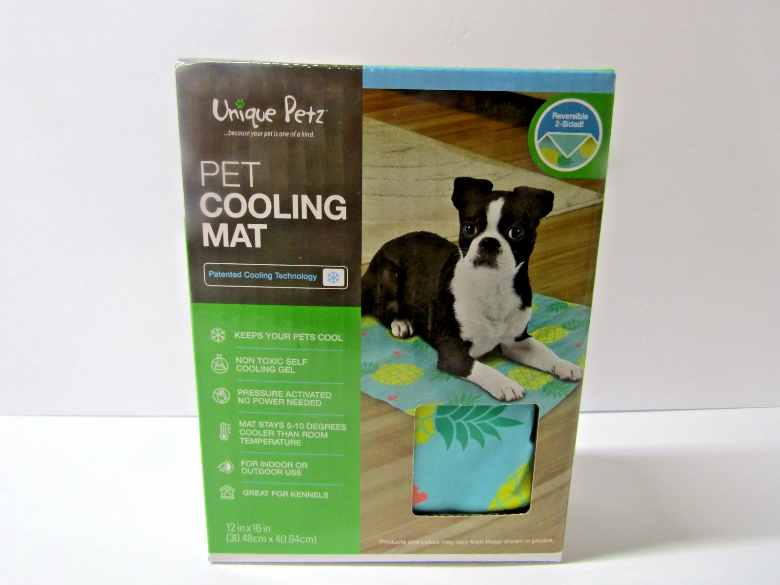 New Unique Petz Pet Cooling Mat 12” x 16” Reversible Pressure Activated Tropical