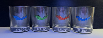 Set 4 Beluga Premium Russian Vodka Lowball Rocks Tumbler Glasses  Liquor New