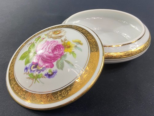 Bonbonniere Limoges Porcelain Decor Floral Polychrome On White Background Gold - Picture 10 of 13