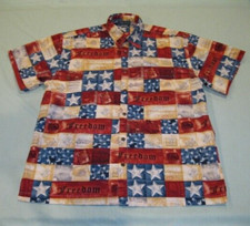 Flowered Shirt American Patriotic Casual Men's Large USA July 4th