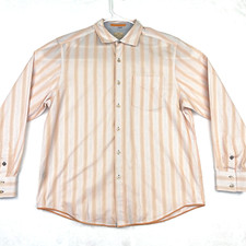 Tommy Bahama Men's Long Sleeve Button Up Dress Shirt Large Flip Cuff Orange Blue