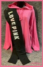 Victoria's Secret Pink Campus Hoodie Tee  Bling Leggings Set Gumball Ombre M