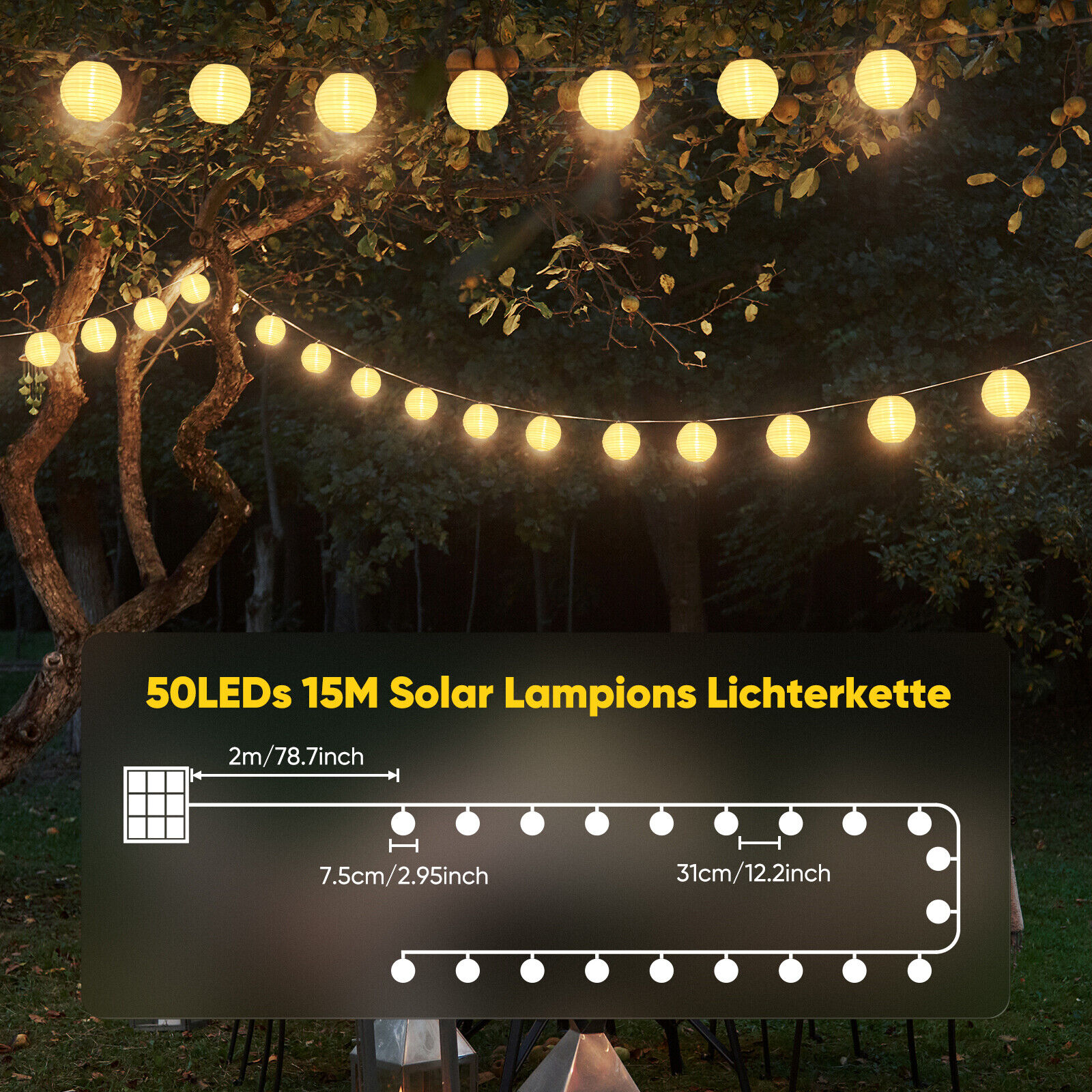 SALCAR 5-20m LED Solar Lichterkette Außen Wasserdicht Solarleuchte Gartenleuchte